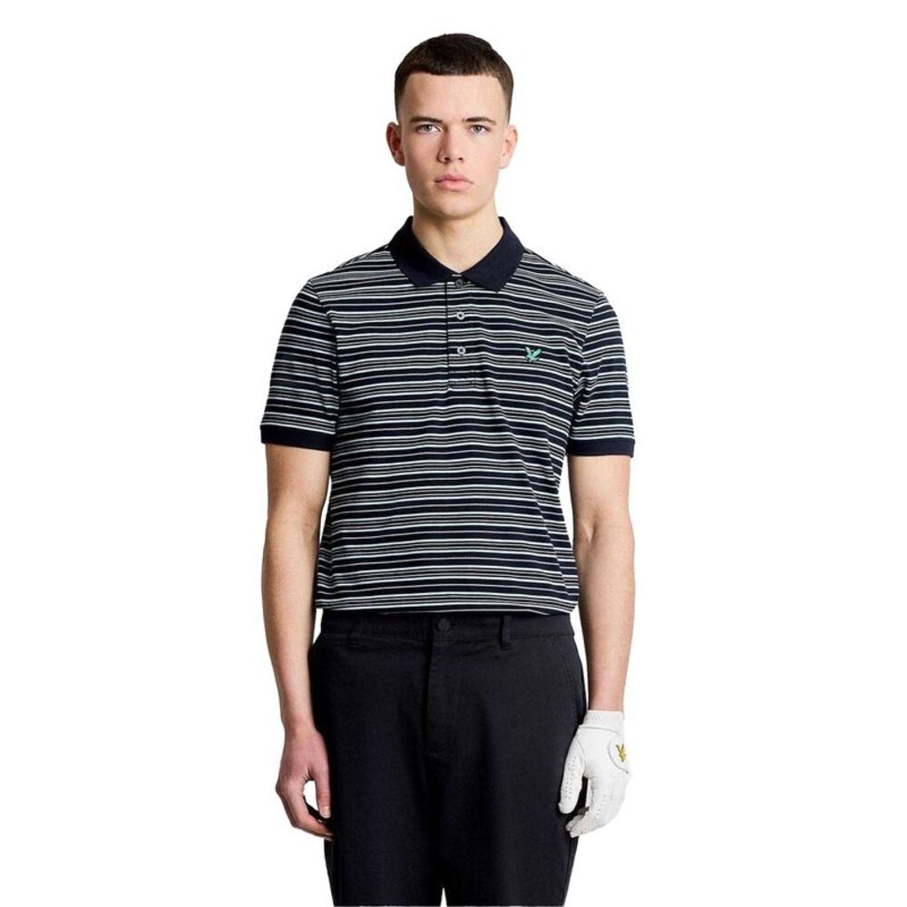 Lyle & Scott Mens Stripe Golf Polo Shirt / Navy/Blue